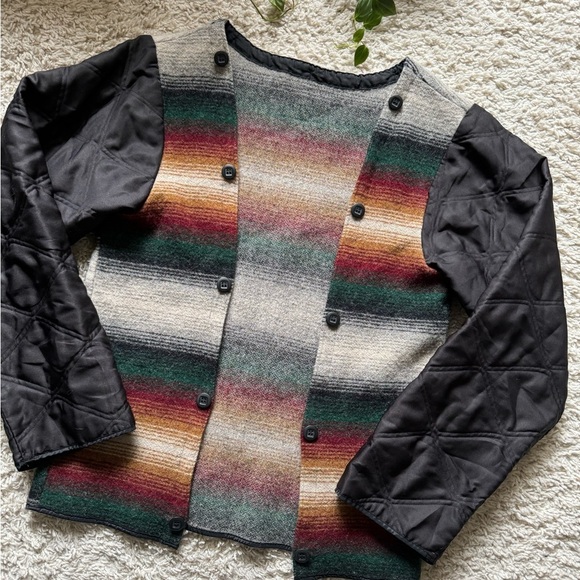 VTG Woolrich Striped Wool Blend Saddle blanket Print Jacket Boho - Picture 9 of 15